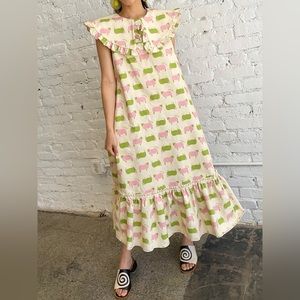 LISA SAYS GAH Stevie Denim Dress - Multi Color Sheep Print Size XL